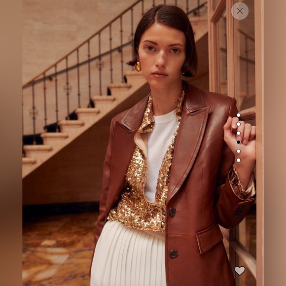 New $1200 J Crew Collection Limited Edition Leather Blazer Jacket Coat Brown NWT - Picture 3 of 9